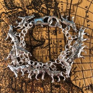 Silver Wolf Charm Bracelet
